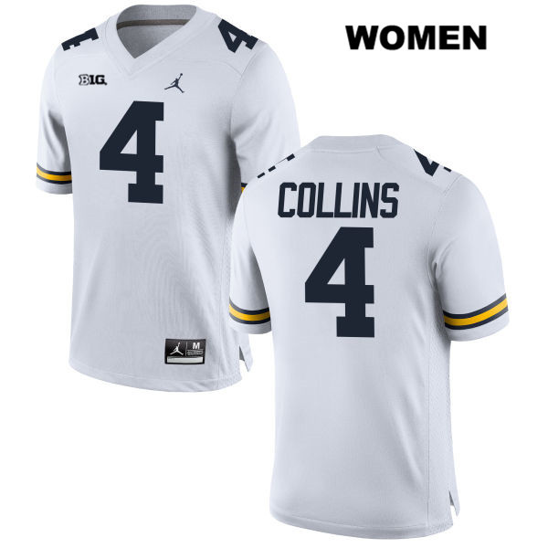Women's NCAA Michigan Wolverines Nico Collins #4 White Jordan Brand Authentic Stitched Football College Jersey QP25S71DV